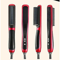 Hair Straightener and Hair Curling 2 in 1 Iron Comb Hair Brush Electrical Ceramics Anion locking Moisture PTC Heating Fast Fever No Hurt to Hair