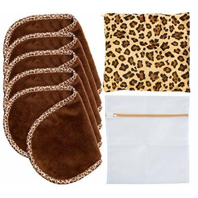 Set Of 5 FreshFace Makeup Remover Cloths by Campanelli, 5 Count with Laundry Bag and Decorative Storage Pouch (Leopard)