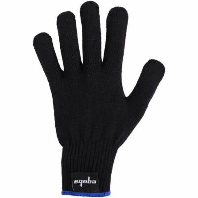 Eqoba Professional Heat Resistant Glove for Curling and Flat Iron Hair Styling Heat Blocking Tool Black Glove Blue Cuff