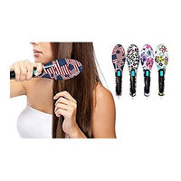 Monogram Inc LED Detangling Fast Styling Hair Straightening Brush (Cheetah)