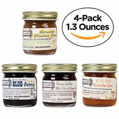 4-Pack Signature Jam Set, Natural Flavored, Low Sugar, Souvenir Boxed Gourmet Jelly Sampler Gift (Blueberry Bourbon, Banana Rum, Peachy Sriracha, Raspberry Jalapeño) by The Jam Stand (4-Pack (1.3 oz))
