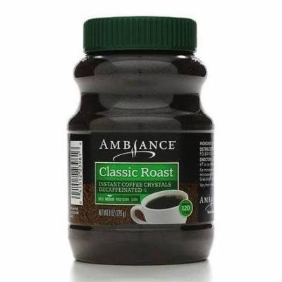 One - 8oz Ambiance Instant Coffee Crystals Decaffeinated, Classic Roast, Medium, Makes 120 Cups