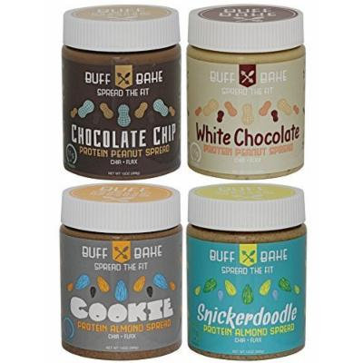 Buff Bake - Protein Nut Butter Gluten Free Peanutand Almond Butter Spread - 13 Ounce (Chocolate Chip, White Chocolate, Cookie, Snickerdoodle)