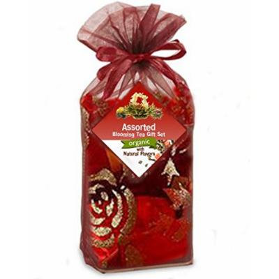 Organic Assorted 14 Blooming Flower Green Tea Balls with Natural Flavors Gift Bag