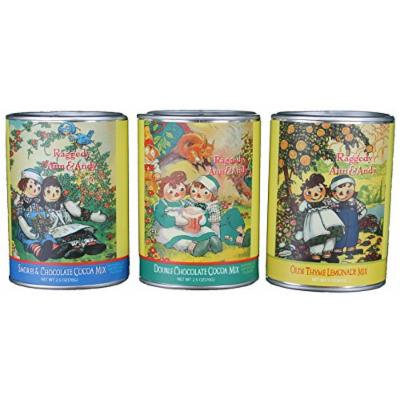 Raggedy Ann & Andy Smores & Chocolate Cocoa Mix, Double Chocolate Cocoa Mix & Olde Thyme Lemonade Mix Gift Set of 3 Tins by McSteven's