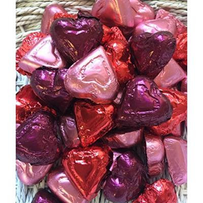 Red, Pink and Burgundy Assorted Milk and Dark Chocolate Hearts - 1 LB Madelaine Premium Valentine's Chocolate
