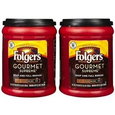 Fresh Taste of Folgers Coffee, Gourmet Supreme Ground Coffee, Dark Flavor, 10.3 Oz Canister - (2 pk)