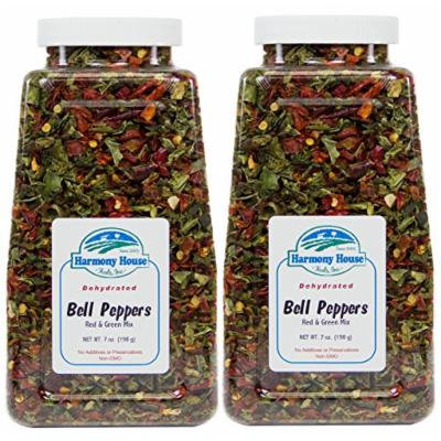 Harmony House Foods, Dried Mixed Red & Green Bell Peppers, Diced (12 oz, Quart Size Jar) - Set of 2