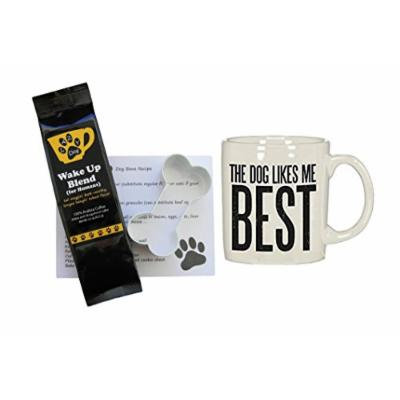 Dog Likes Me Best Mug with Lazy Dog Wake Up Blend Coffee (for Humans), Dog Bone Recipe and Cookie Cutter Bundle Gift Set (4 Items)