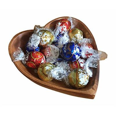 Lindt Lindor 6 oz Assorted Chocolate Truffles with Acacia Wood Heart Bowl Gift Set