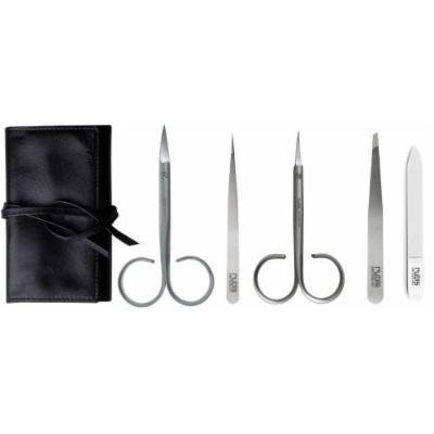 Rubis roll-up case, 5 parts, made from fine nappa leather, includes cuticle scissors, toenail scissors, hair tweezers slanted, splinter tweezers, glass nail file