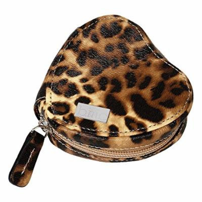 BMC Super Fashionable Faux Leather Mini Heart Shaped Cheetah Print Round Nail Stamping Plate Carrier