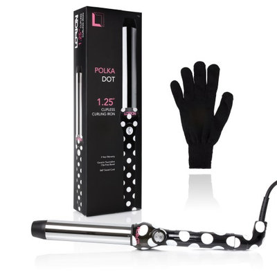 COLOR POP Ceramic Tourmaline Technology Polka Dot 1.25' Clipless Curler Plus Free Heat Resistant Glove