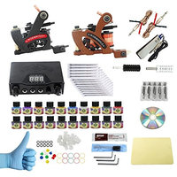 WORMHOLE TATTOO Complete Starter Tattoo Kit 2 Machine Gun 10 Color Inks Dual double Power Supply CD011