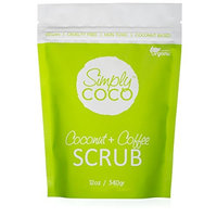 Simply Coco Coconut Coffee Scrub - Full Body Exfoliator - Vegan Organic Non Toxic - 12 Oz