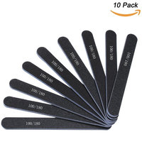 EVERMARKET Professional Nail Art Sanding Salon Buffer Nail Files Sandpaper Manicure Polisher Nail Styling Tools Black Washable Double Sided 100 180...