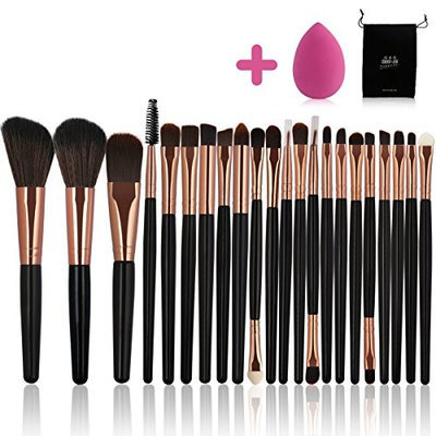 Makeup Brush Set 22PCs Makeup Brushes Premium Synthetic Kabuki Foundation Brushes Cosmetics Brushes Kit With Makeup Sponge Carrying Makeup Brush Bag