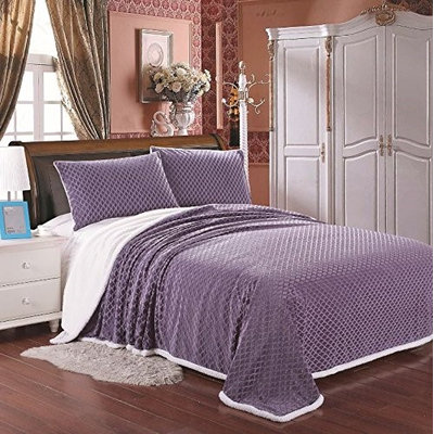 Plazatex Mermaid Sherpa Blanket Oversized Solid Reversible Queen - Lavender
