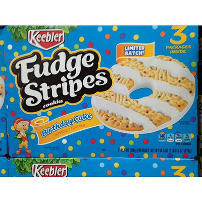 Keebler Fudge Stripes Birthday Cake Flavor Cookies 3 ct. 34.5 oz. A1