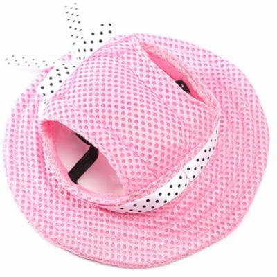 TopTie Pet Dog Cat Princess Mesh Sun Hat, Party Hats with Ear Holes-Pink-M
