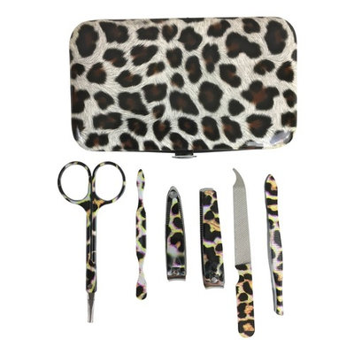 Manicure Pedicure Kit, Nail Clippers Travel Set, Leopard Animal Print