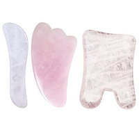 Ibnotuiy 3PCS Guasha Massage Stone Board Smoothly Natural Gua Sha Scraping for Face Neck Beauty Spa Relaxing Pink Color
