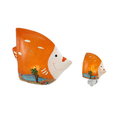 Tropical Fish Beach Themed LED Accent Lamp/Night Light Set