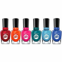Sally Hansen Miracle Gel, Beatnik, Rhapsody Red, Fish-teal Braid, Tribal Sun, Rhythm & Blue and Tipsy Gypsy Nail Polish Kit with Dimple Bracelet by Sally Hansen