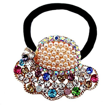 cuhair 1 pieces top elastic crystal rhinestone pearl design for women hair tie ponytail ponytail hair band hair rope hair rubber hair accessories