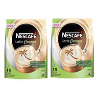 2 PACK NESCAFÉ Latte Coconut Instant Coffee Powder - 15 sachets x 30gm – Rich Delicious Aromatic Creamy Non-Bitter PreMix Coffee with Coconut flavor – GET IN ONE WEEK – FREE EXPRESS SHIPPING