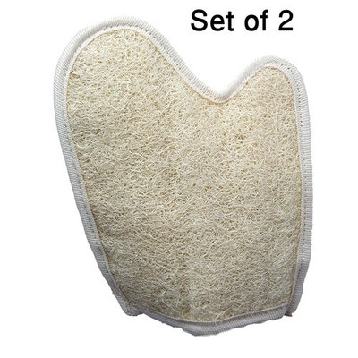 Exfoliating Loofah Glove / Pad - 2 Pack 100% Natural SPA Beauty - Egyptian Organic Bath Sponge Body Scrubber - Premium Quality Lofa Loofa Luffa Loffa for exfoliating your skin.