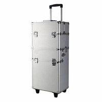 Pro 3 in1 Aluminum Rolling Makeup Cosmetic Train Case Wheeled Box