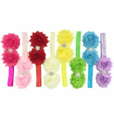 Wrapables® Set of 8 Frayed Shabby Chic Double Rose Baby Headbands