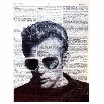 Art N Wordz James Dean Sunglasses Original Dictionary Sheet Pop Art Wall or Desk Art Print Poster