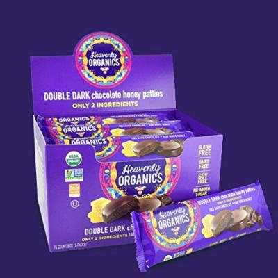 Heavenly Organics Double Dark Chocolate Honey Patties, 1.16 Ounce (Pack of 16)