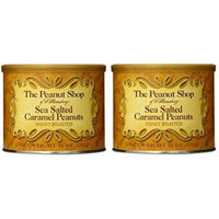 The Peanut Shop of Williamsburg Honey Roasted Sea Salted Caramel Peanuts - 11 Oz. Tin (Pack of 2)