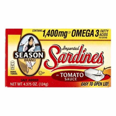 Season in Tomato Sauce Imported Sardines, 4.375 OZ (Pack of 12)