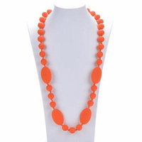Consider It Maid Silicone Teething Necklace for Mom to Wear - BPA FREE and FDA Approved - Peas in a Pod (38 Inch Orange)
