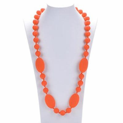 Consider It Maid Silicone Teething Necklace for Mom to Wear - BPA FREE and FDA Approved - Peas in a Pod (38 Inch Orange)
