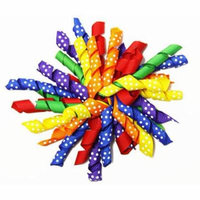 Wholesale Princess Primary Colors Rainbow Polka Dots Curly Ribbon Korker Hair Clip