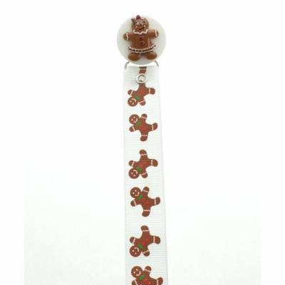 White & Brown Gingerbread Pacifier Clip