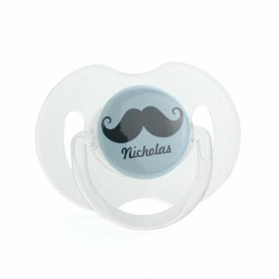 Personalized Name Blue Mustache Pacifier