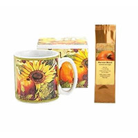 Sunflower Fall Fruits Mug and A Time To Give Thanks Caramel Maple Harvest Blend Coffee Bundle Gift Set (2 Items)