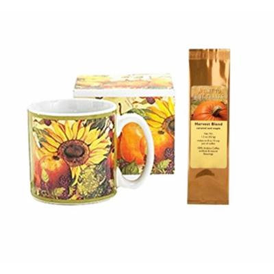 Sunflower Fall Fruits Mug and A Time To Give Thanks Caramel Maple Harvest Blend Coffee Bundle Gift Set (2 Items)