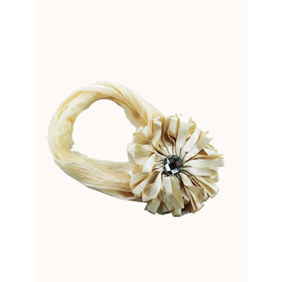 Flower Bud w/ Gem Headband Flower Headband (Cream)