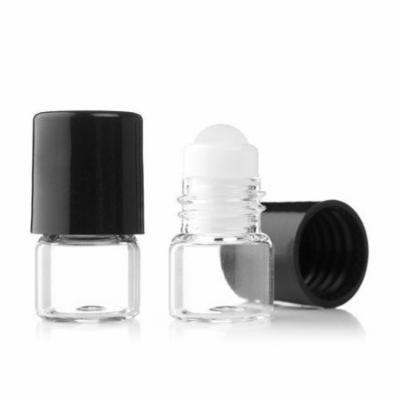 Grand Parfums Empty 1ml Micro Mini Rollon Dram Glass Bottles with Glass Roller Balls - Refillable Aromatherapy Essential Oil Roll On (24 Sets)