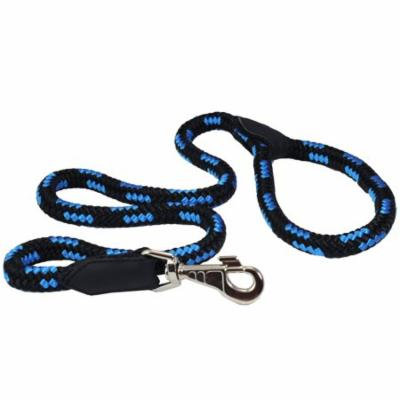 Dogs My Love 6ft Long Braided Rope Dog Leash Blue with Black 6 Sizes (XLarge: 6ft Long; 5/8