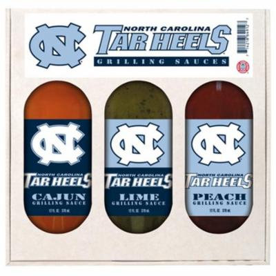 North Carolina Tar Heels NCAA Grilling Gift Set (12oz Cajun, 12oz Lime, 12oz Peach)