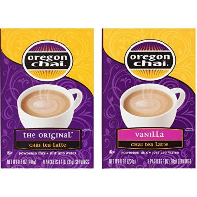 Oregon Chai Tea Latte Packets Variety Bundle: (1) Original Chai 8.8oz and (1) Vanilla Chai 8oz (2 Pack Total)