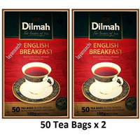 Dilmah English Breakfast Tea 50 Tea Bags 100g (3.52 Oz) (Pack of 2)
